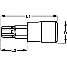 Belső-Torx dugókulcs (lyukas) TX40 3/8" 